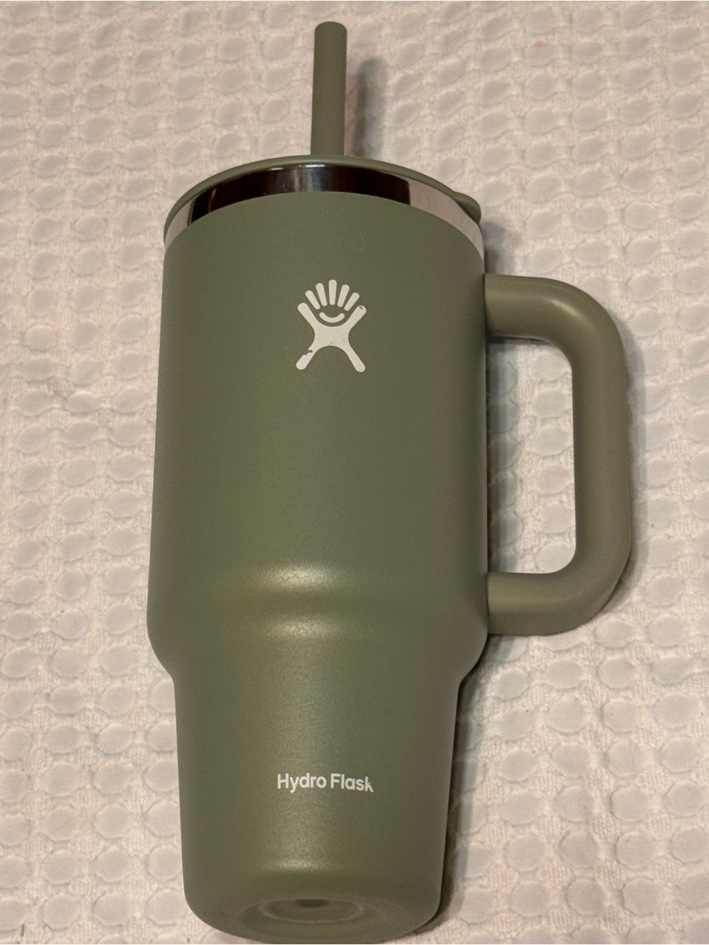 Hydro Flask Olive Green Insulated Tumbler with Handle and Straw